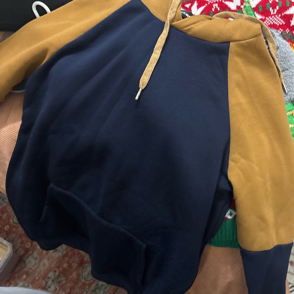 Two-Tone Navy and Tan Hoodie